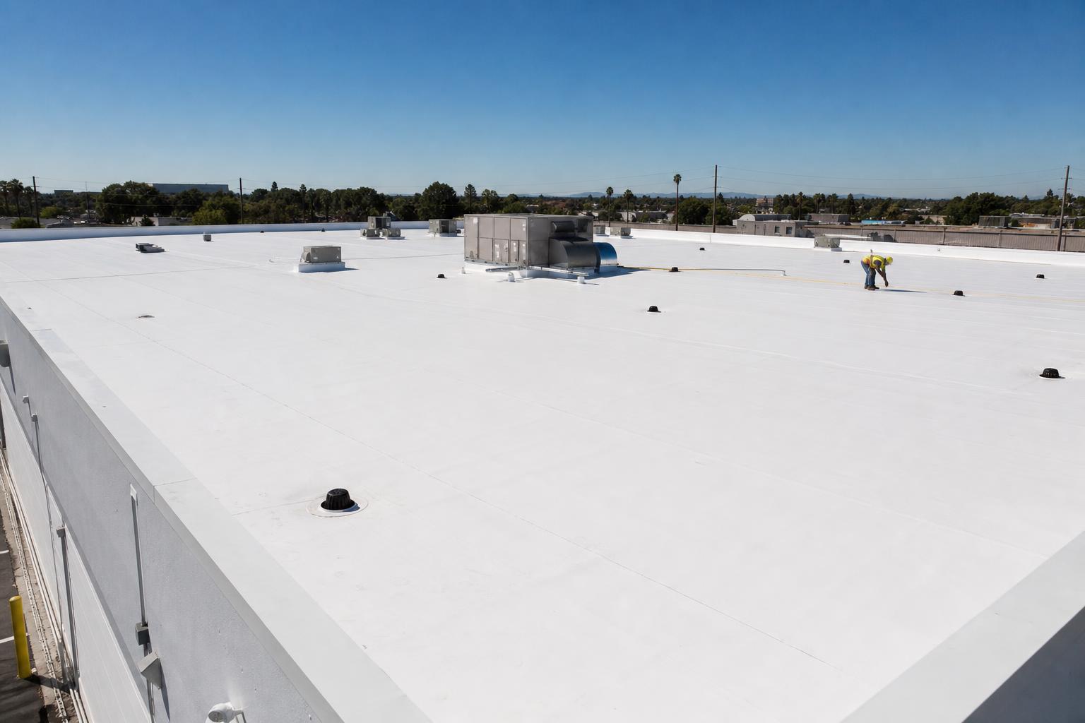 Commercial TPO flat roof installation in Atlanta