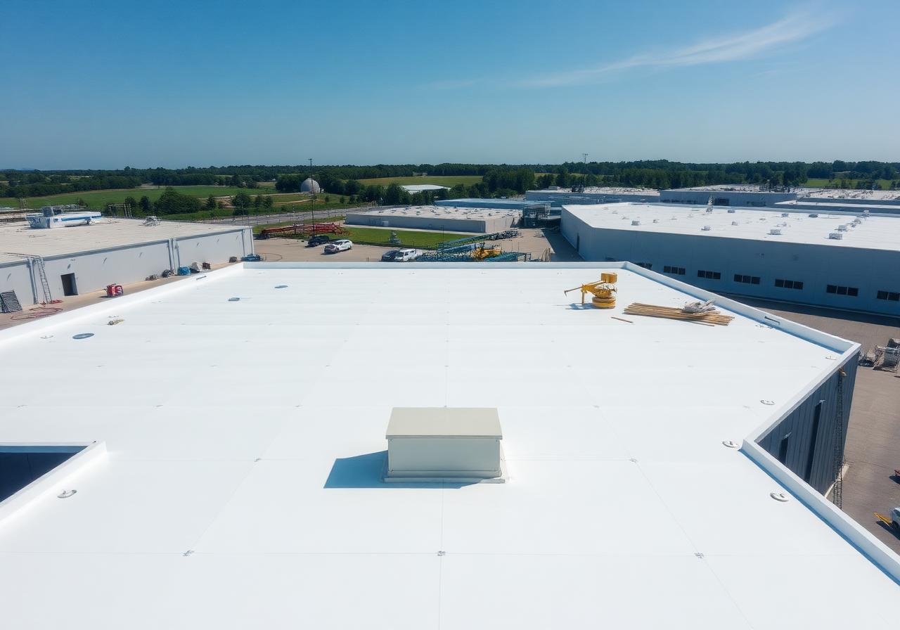 Commercial TPO flat roof installation in Atlanta
