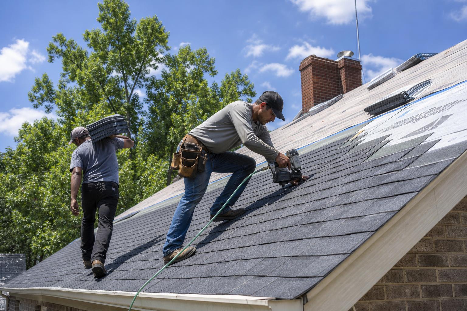 Mr. Roofer crew installing a new roof in metro Atlanta